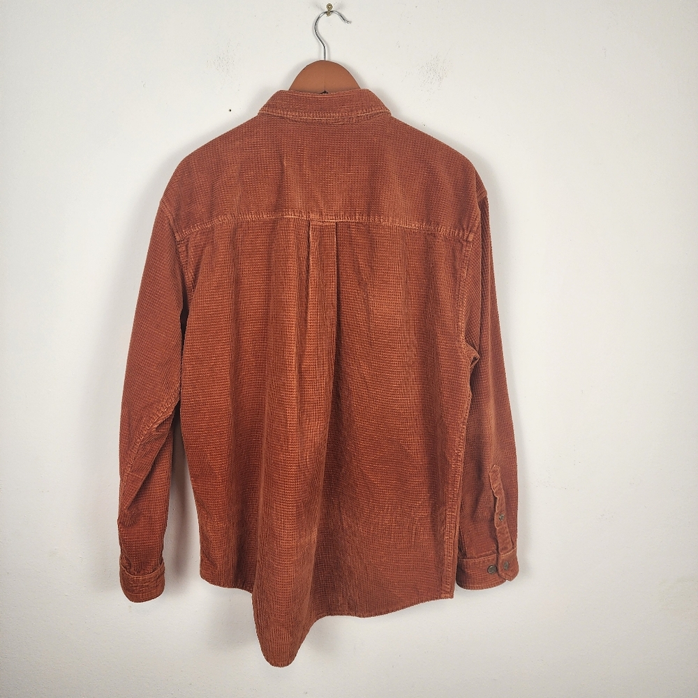 Territory Ahead Corduroy Waffle‎ Orange Heavy Button Front Shirt Shacket Large - Picture 2 of 8
